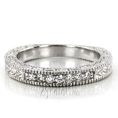 Antique Design Engraved Diamond Anniversary Band (0.35 ct. tw.) thumbnail 5