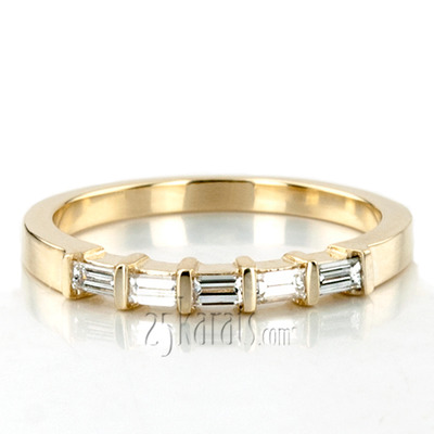 0.95 ct. tw. Baguette Cut Bar Set Diamond Wedding Band thumbnail 5