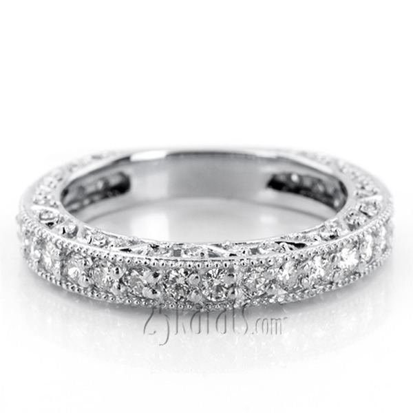 14K white gold Filigree Scroll Work Diamond Anniversary Wedding Band (1.00 ct. tw.) - alternate view 9