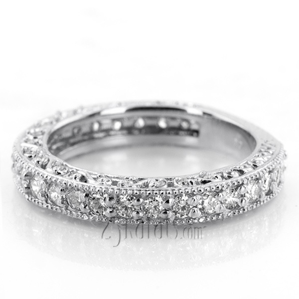 14K white gold Filigree Scroll Work Diamond Anniversary Wedding Band (1.00 ct. tw.) - alternate view 10