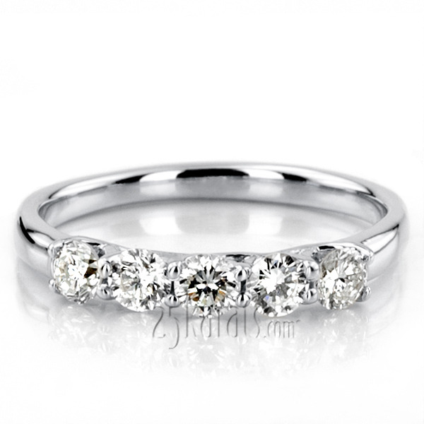14K white gold Low Set Trellis Setting 5-Stone Round Shank Anniversary Ring (3/4 ct. tw.) - alternate view 7