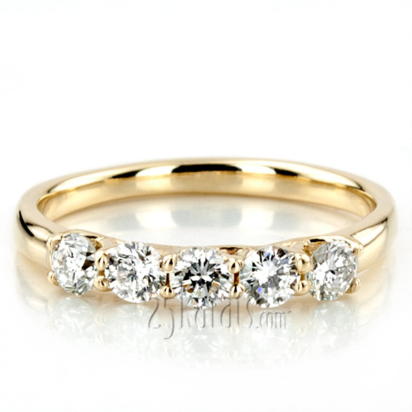 14K white gold Low Set Trellis Setting 5-Stone Round Shank Anniversary Ring (3/4 ct. tw.) - alternate view 8