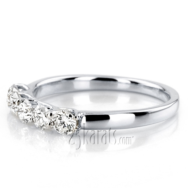 14K white gold Low Set Trellis Setting 5-Stone Round Shank Anniversary Ring (3/4 ct. tw.) - alternate view 9