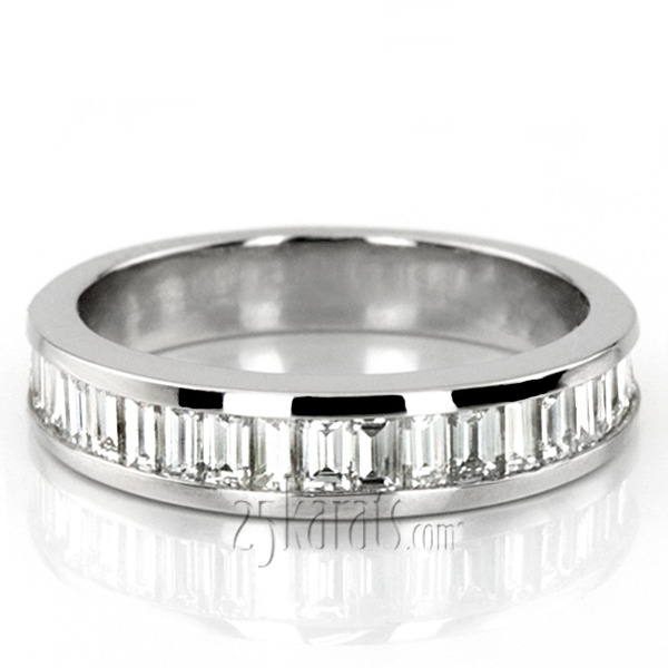14K white gold Channel Set Baguette Diamond Wedding Band (3/4 ct. tw.) - alternate view 2