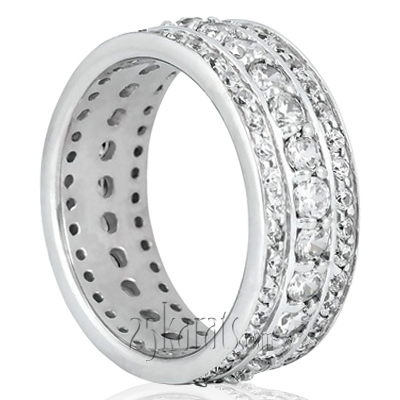 2.04 ct. Round Cut Channel Set Fancy Diamond Eternity Wedding Band - view 2