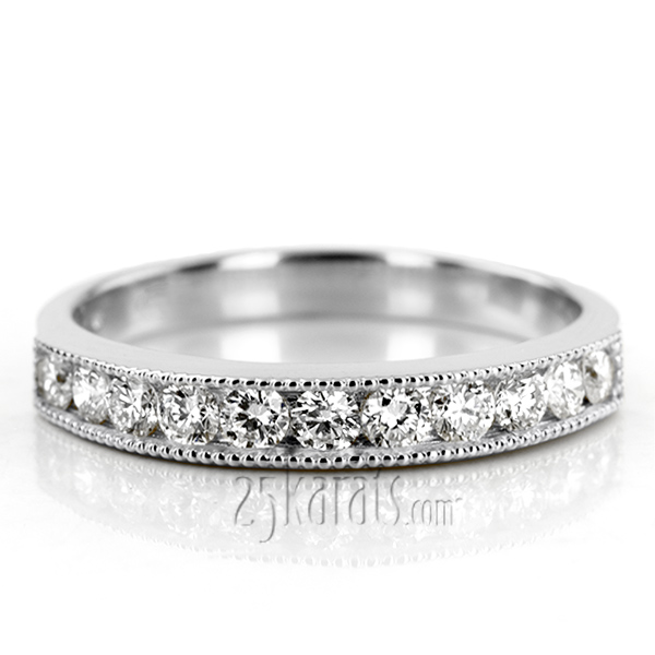 Channel Set Round Cut Diamond Wedding Band (0.99 ct.tw)