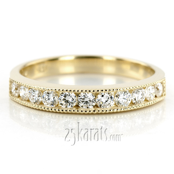 14K white gold Crafted Milgrain Channel Diamond Wedding Band (1 ct. tw.) - alternate view 5