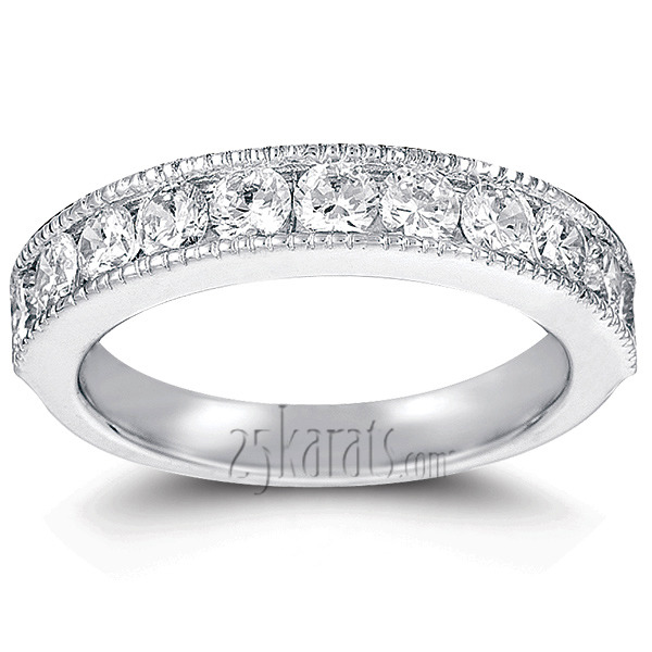 14K white gold Crafted Milgrain Channel Diamond Wedding Band (1 ct. tw.) - alternate view 6