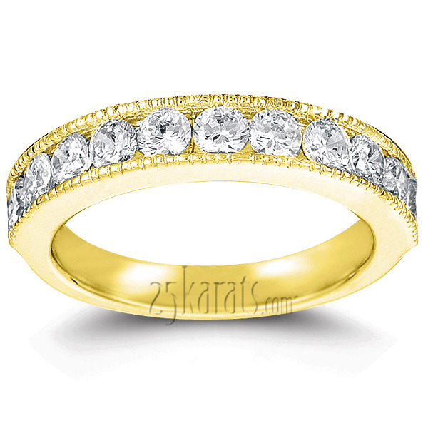 14K white gold Crafted Milgrain Channel Diamond Wedding Band (1 ct. tw.) - alternate view 7