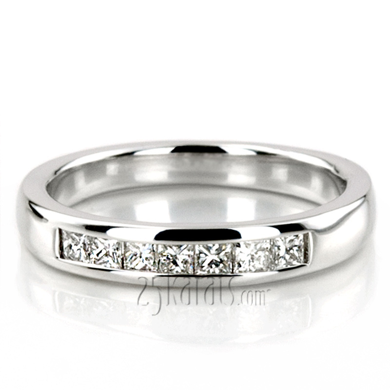 14K white gold Newly Designed 7 Stone Princess Cut Diamond Anniversary Band (1/5 ct. tw.) - main view