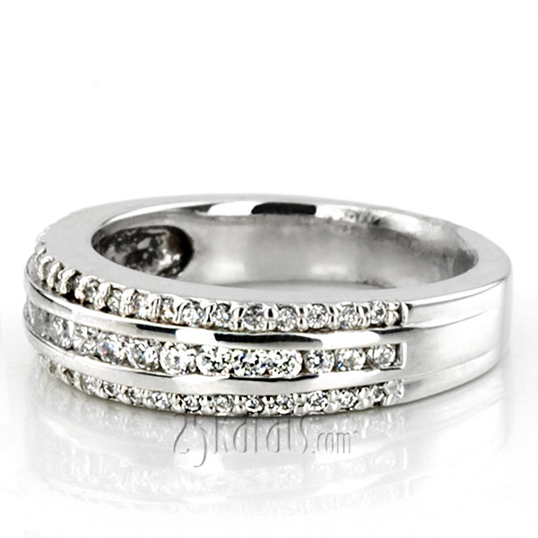 14K white gold Triple Row Channel Set Diamond Band (5/8 ct. tw.) - alternate view 3