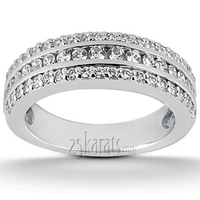 14K white gold Triple Row Channel Set Diamond Band (5/8 ct. tw.) - alternate view 4