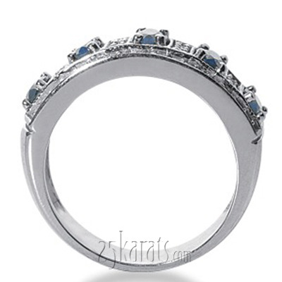 14K white gold Oval Sapphire and Diamond Women Ring (3/8 ct. tw.) - alternate view 4