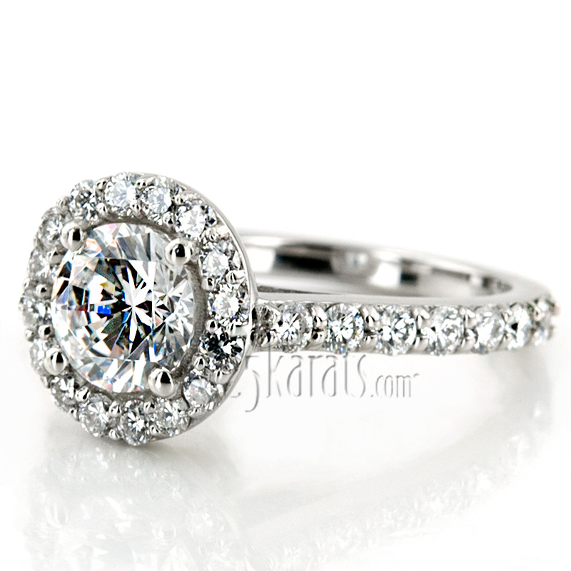 14K white gold Halo Style Pave Set Diamond Engagement Ring (3/4 ct. tw.) - alternate view 6