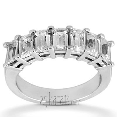 Emerald Cut Prong Set Seven Stone Diamond Wedding Band (1.75 ct.tw) 