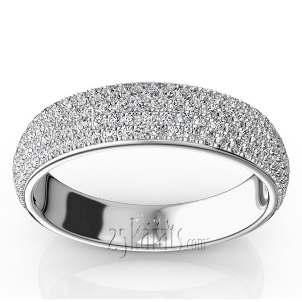 14K white gold Elegant Micro Pave Set Woman Anniversary Band (3/4 ct. tw.) - alternate view 2