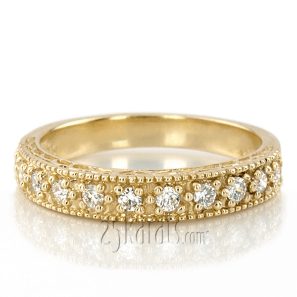 14K white gold Antique Filigree Round Diamond Wedding Band (1/3 ct. tw.) - alternate view 5