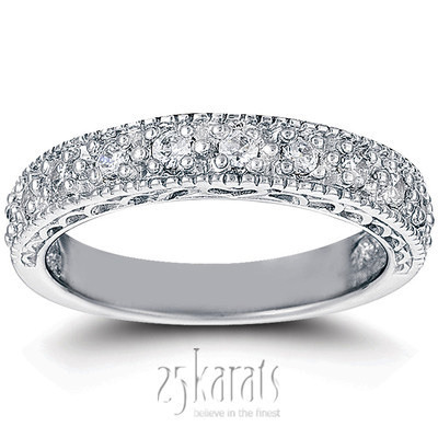 14K white gold Antique Filigree Round Diamond Wedding Band (1/3 ct. tw.) - alternate view 6