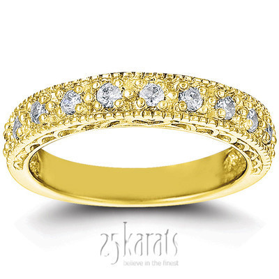 14K white gold Antique Filigree Round Diamond Wedding Band (1/3 ct. tw.) - alternate view 7