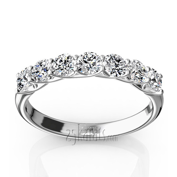 14K white gold Low-Set Trellis Setting 7-Stone Round Shank Anniversary Ring, 3/4 ct. tw. - alternate view 7