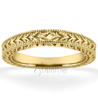 Hand Engraved Vintage Wedding Ring with Filigree and Milgrain - view 7