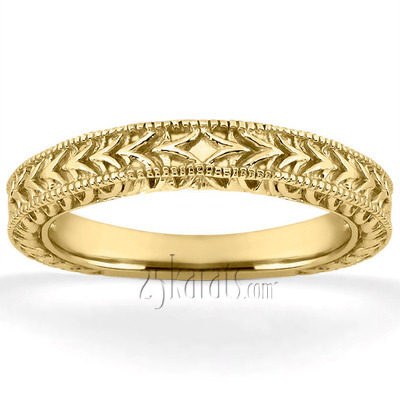 14K white gold Hand Engraved Vintage Wedding Ring with Filigree and Milgrain - alternate view 7