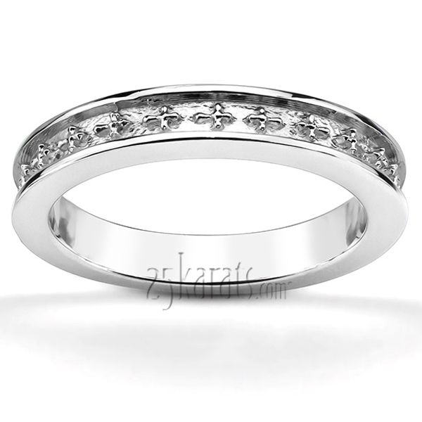 Engraved Cross Design Wedding Band