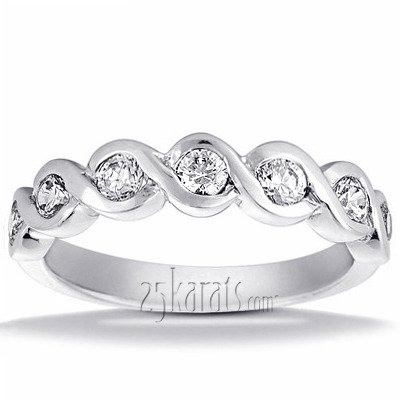 14K white gold 0.31 ct. Round Cut Bezel Set Diamond Wedding Band - alternate view 5