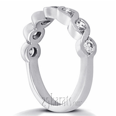 14K white gold 0.31 ct. Round Cut Bezel Set Diamond Wedding Band - alternate view 6