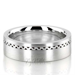 Wave Motif Satin Basic Designer Wedding Band 