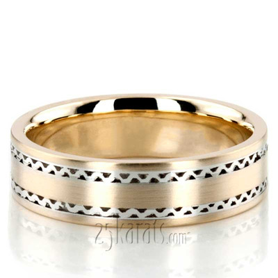 Wave Motif Contemporary Handcrafted Wedding Band 