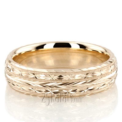 Extravagant Grooved Hand Engraved Wedding Ring 
