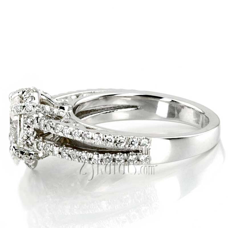 14K white gold Pear Shape Halo Antique Scroll Engagement Ring (5/8 ct. tw.) - alternate view 10