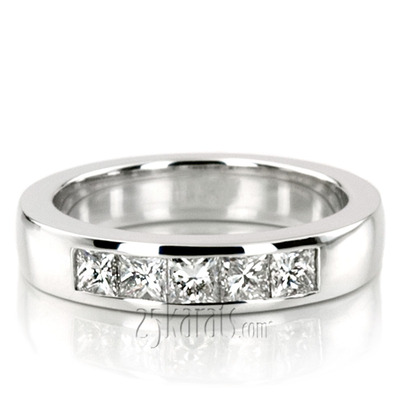 Classic 5 Stone Princes Cut Diamond Anniversary Band (3/4 ct. tw.) thumbnail 7