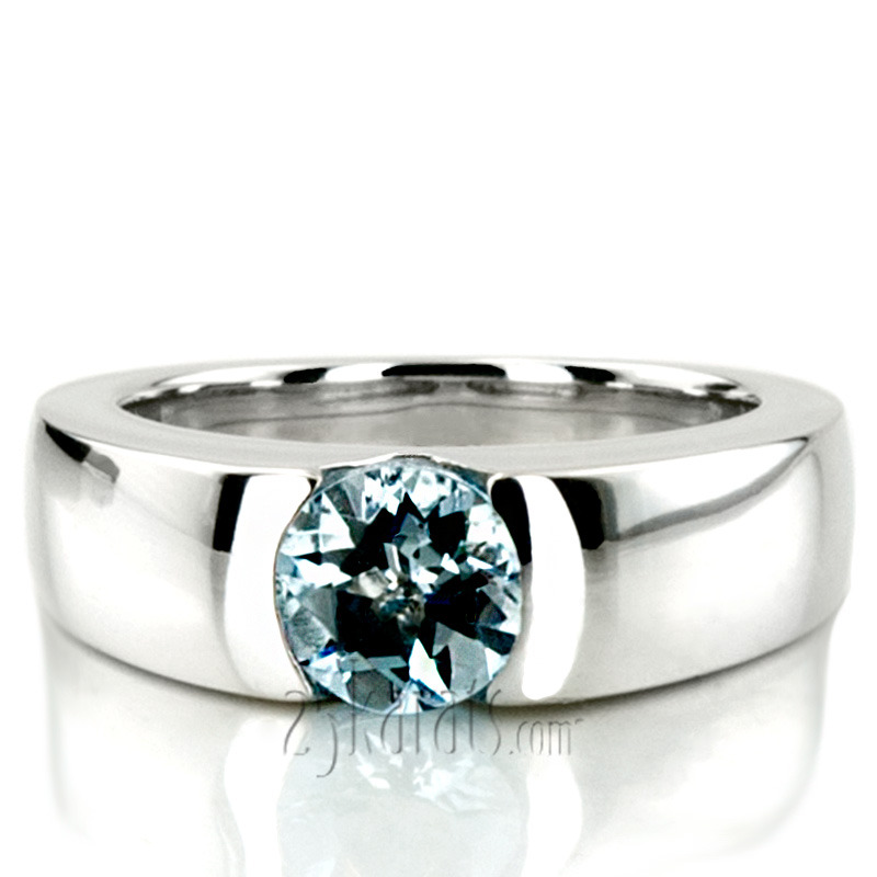 14K white gold Tension Setting Solitaire Diamond Engagement Ring - alternate view 3