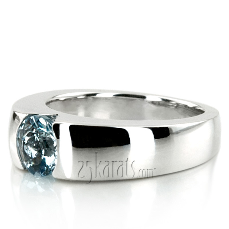14K white gold Tension Setting Solitaire Diamond Engagement Ring - alternate view 4