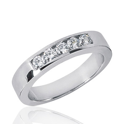 14K white gold 0.50 ct. Round Cut Channel Set Diamond Men's Wedding Ring - main view