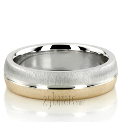 Symmetrical Two-Tone Basic Carved Wedding Ring 