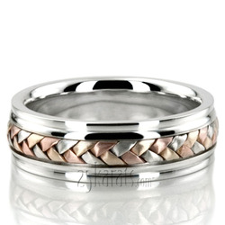 Tri-Tone Hand Braided Wedding Ring 