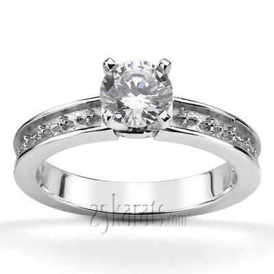 Engraved Cross Design Solitaire Engagment Ring