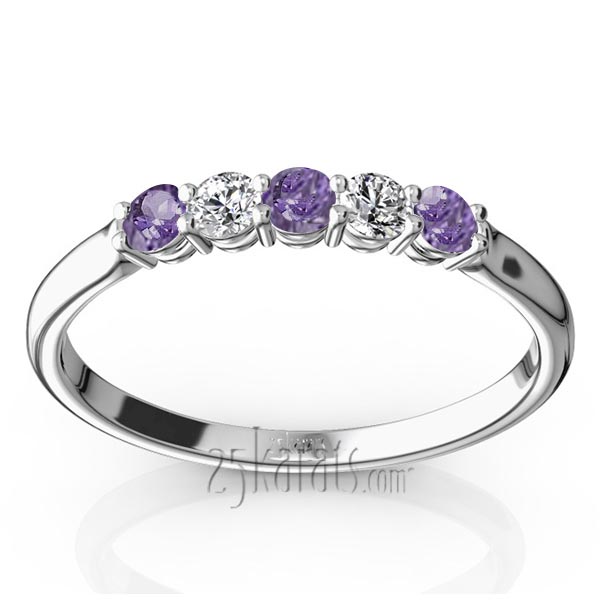 Amethyst & Diamond Alternating Anniversary Band