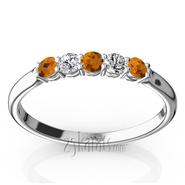 Citrine & Diamond Alternating Anniversary Band