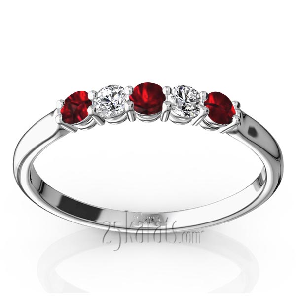 Garnet & Diamond Alternating Anniversary Band