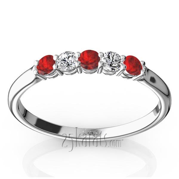 Ruby & Diamond Alternating Anniversary Band