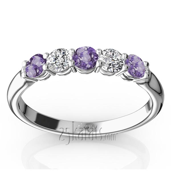 Ladies' Amethyst & Diamond Alternating Anniversary Band