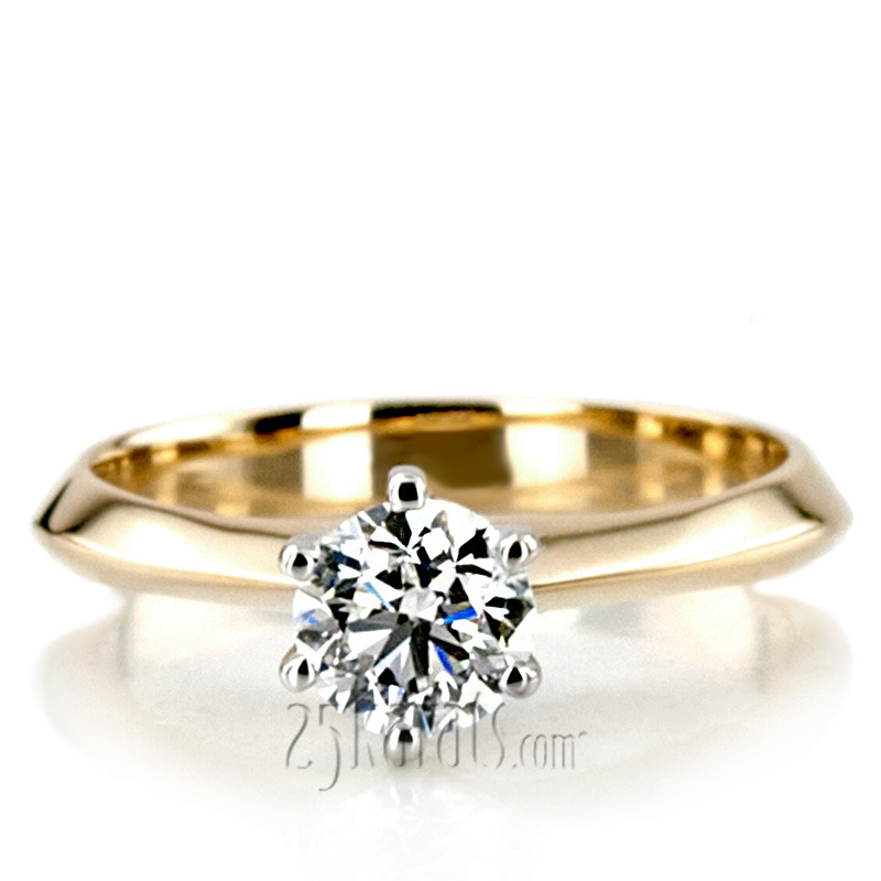 14K white gold Designer Knife Edge Solitaire Engagement Ring - alternate view 6