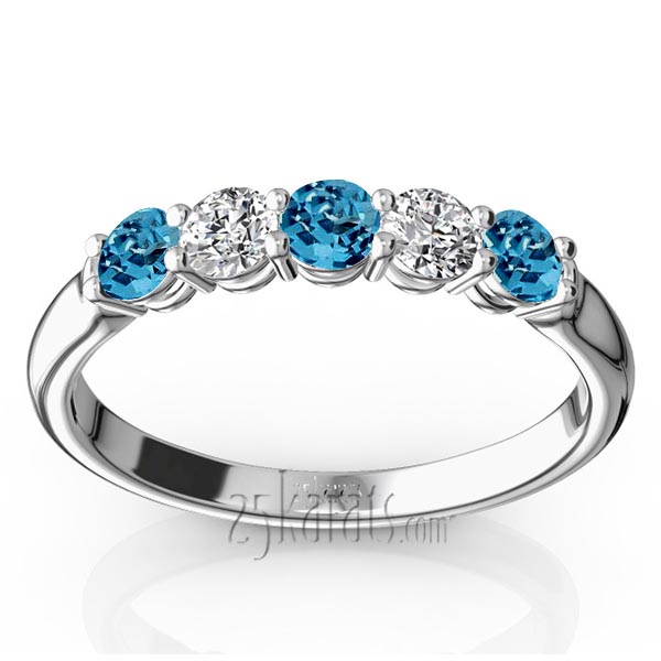 Ladies' Topaz & Diamond Alternating Anniversary Band