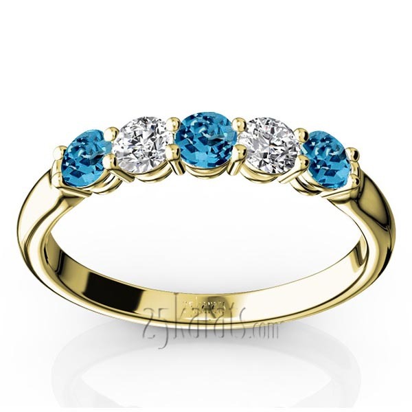 14K white gold Ladies' Topaz & Diamond Alternating Anniversary Band - alternate view 2