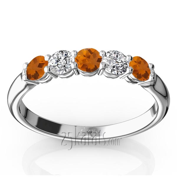 Ladies' Citrine & Diamond Alternating Anniversary Band