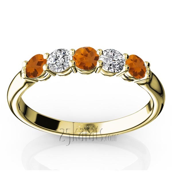 14K white gold Ladies' Citrine & Diamond Alternating Anniversary Band - alternate view 2